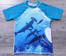 Lands End Swim Shirt Toddler Boys XXS 2-3 Shark Ocean Beach Rash Guard Kids