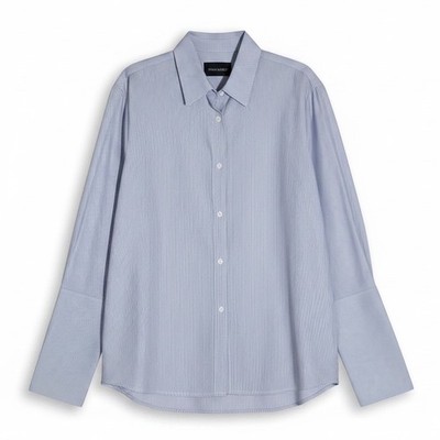 Misha Nonoo The Husband Long Sleeve Collared Cotton Button-Down Shirt Sz L Blue