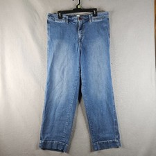 GAP Ankle Jeans Womens 16 Tall High Rise Wide Leg Crop 33 T Embroidered Stretch