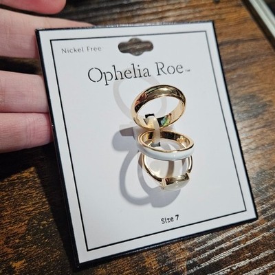 Ophelia Roe Gold-Tone Ring Set   Size 7 ~ Stackable ~ Minimalist Chic Versatile