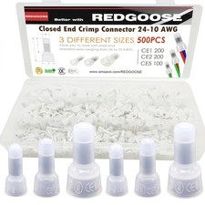 500PCS Closed End Crimp Connector 26-12 AWG Nylon Wire Connectors Cap...