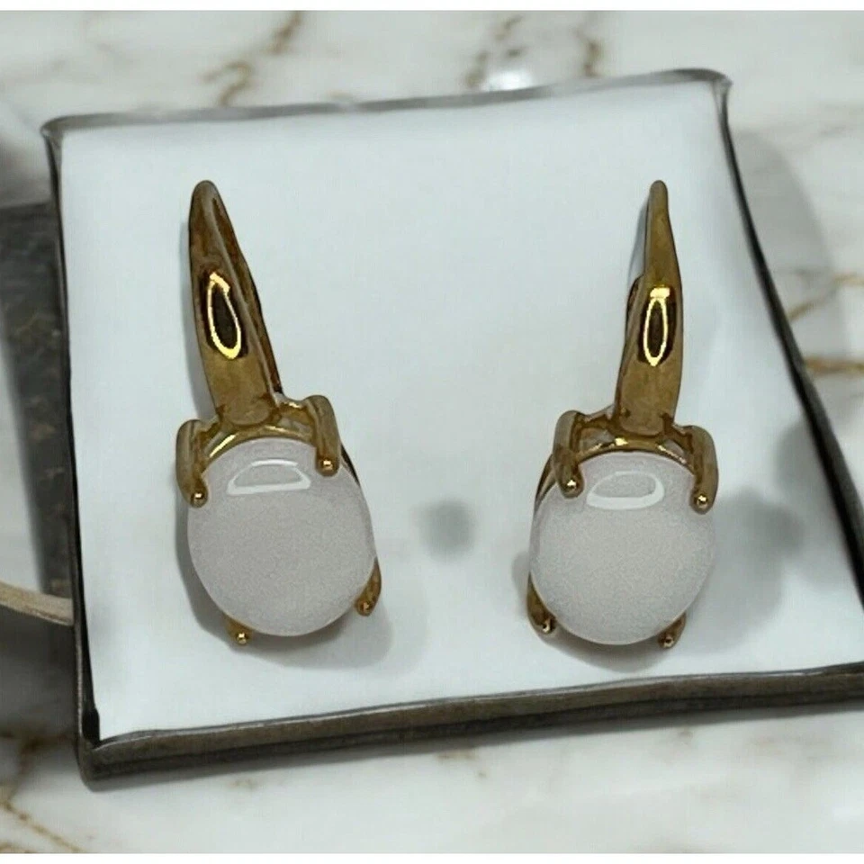 天然蛋白石耳环 (3 克拉) Victoria Townsend 18K 金色 Vermeil 豪华令人惊叹 — 第 2/4 张图片