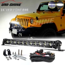 Straight Single Row 14"13" LED Light Bar Spot Work Driving Off-Road SUV ATV 240W