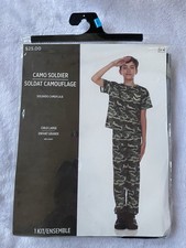 Camo Military Army Soldier Child Halloween Costume Size Large 8-10 New