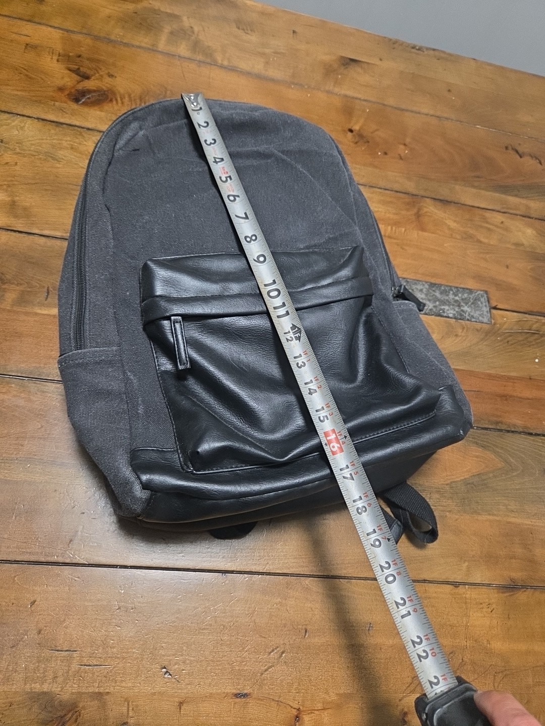 PX Clothing Landen Canvas Backpack Black Tech Laptop Bag Vegan Leather GQ image 4