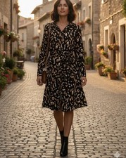 Nine West Black and Brown Long Sleeve Dress Size S