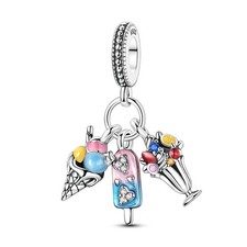 European 925 Sterling Silver Charms CZ Summer Beach Pendant For Women Bracelets