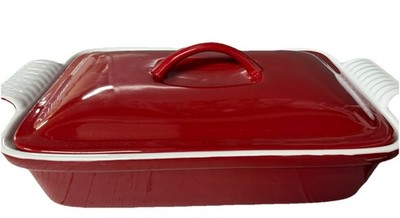 Hell's Kitchen 3 Quart Rectangular Covered Roaster Enameled Stoneware