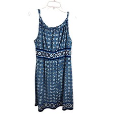 Max Studio Dress Womens XL Blue Geometric Empire Waist Excellent