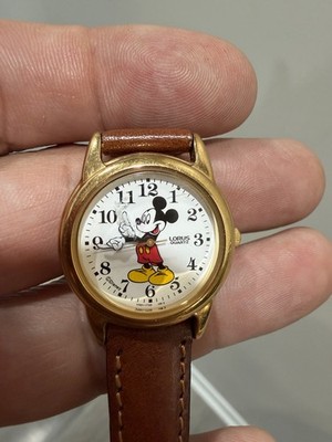 Lorus Disney Mickey Mouse Quartz Watch Brown Leather Band V501-6T80