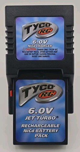 Vintage Tyco RC 6.0V Jet Turbo Rechargeable Battery Pack Charger Set Tested