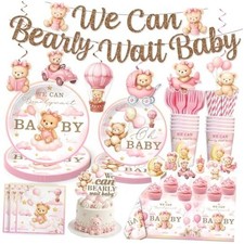 152 PCS We Can Bearly Wait Baby Shower Decorations Girl, Pink Bear Baby Shower