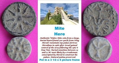 2 Superb Widows Mites Herod's Palace Hoard Holy Land Artifacts W/Permit COA A32