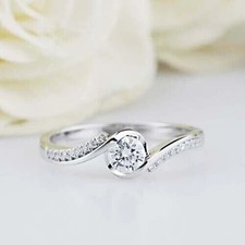 2CT Round Cut Lab Created Diamond Women's Engagement Ring 14K White Gold Plated