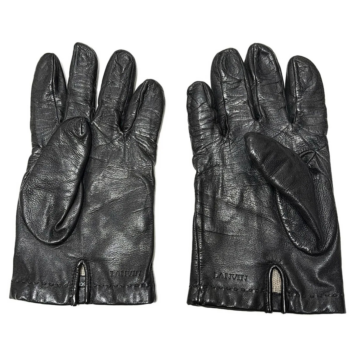 LANVIN - Black Leather Women's Gloves