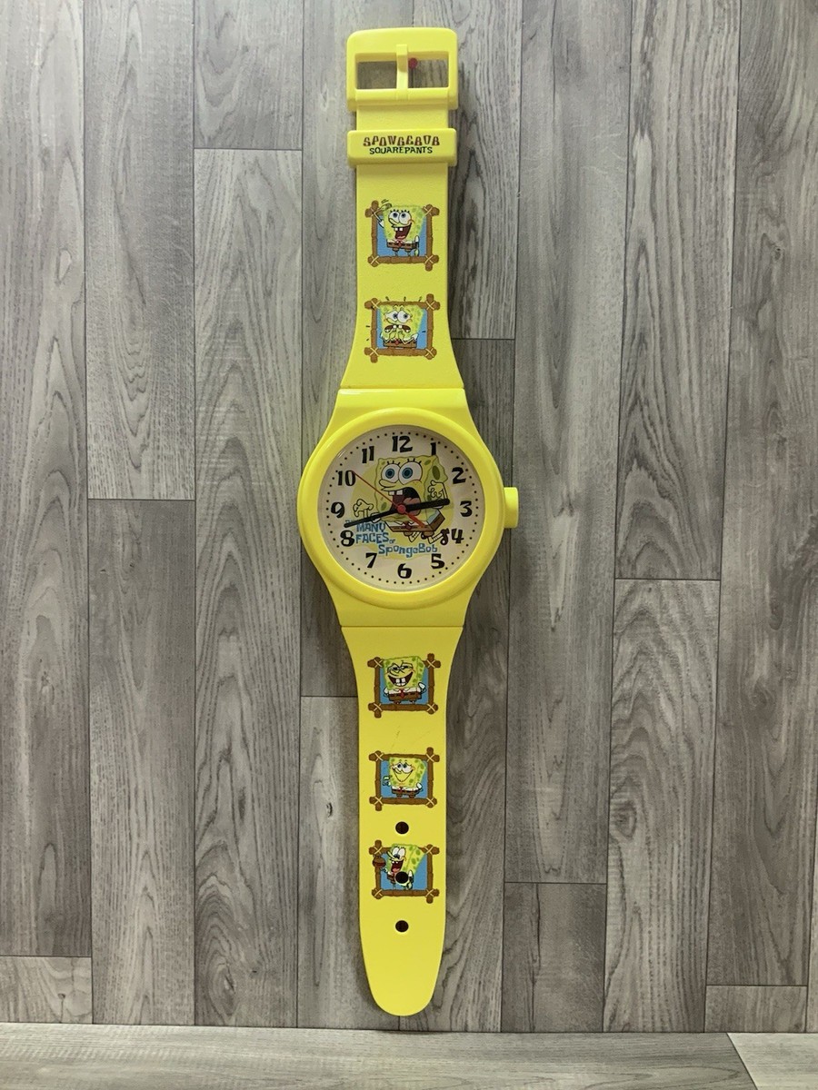 Vtg SpongeBob SquarePants Faces Giant Wristwatch Wall Clock Tested