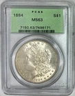 1884 PCGS MS 63 OGH MORGAN SILVER DOLLAR OLD GREEN HOLDER