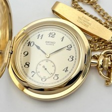 Seiko 7N07-0010 Quartz Gold Pocket Watch Japan
