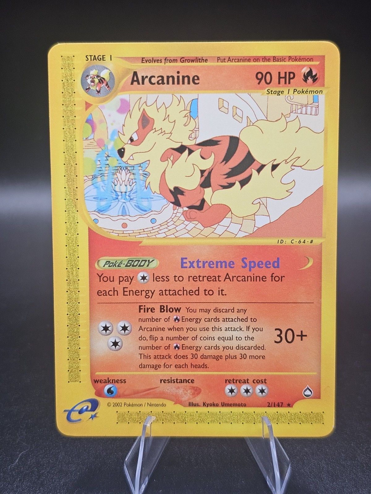 Arcanine Rare 2003 Aquapolis #2/147 NM