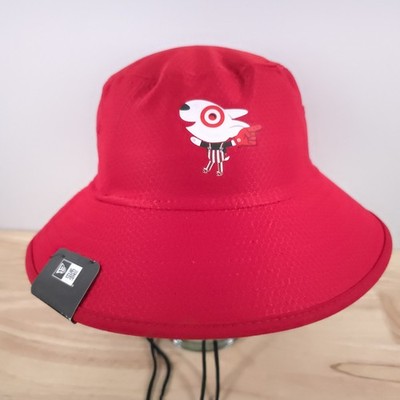 Target Employee Hat Bullseye Dog Logo Red Adjustable String Bucket