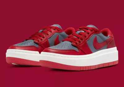 Air Jordan 1 Elevate Low Women's Size 9.5 Dark Grey/Varsity Red-Sail DH7004 006