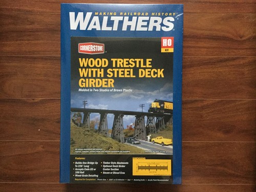 WALTHERS 1/87 HO CORNERSTONE WOOD TRESTLE W/ STEEL DECK GRIDER KIT 933-3147 F/S