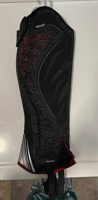 NWOT Ariat Ascent Black/Red Knit Compression Half Chaps size Small
