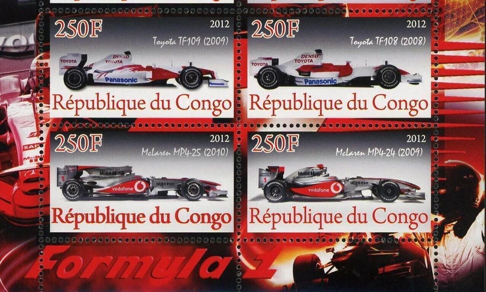 Formula 1 F1 Stamp Ferrari F60 BMW F1-08 Toyota TF 109 S/S MNH Foto 4 de 4