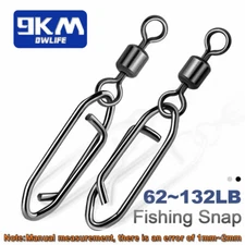 50~200Pc Fishing Rolling Swivel with Safety Snap Quick Change Fishing Power Clip