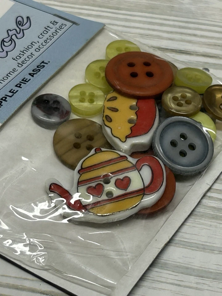 Vintage Darice Button Kit Apple Pie Assortment Embellishments New - Image 2 of 4