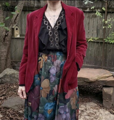 Vtg 70s 80s Romantic Velvet Blazer Jacket / Wine Red / Gill & Co. / Women's S-M
