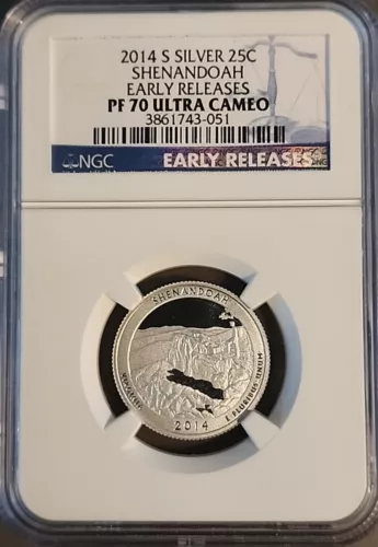2014-S Silver ATB Quarter Shenandoah Early Releases - NGC PF70 Ultra Cameo