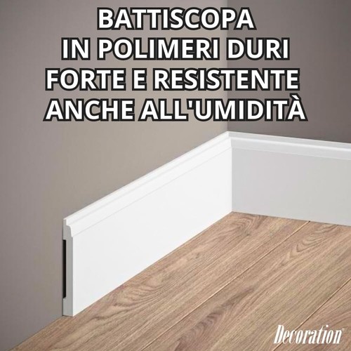 Ducale - Battiscopa Bianco in Polimeri Duri (Misure 200x8,1x1 cm) Zoccolo Facile - Afbeelding 2 van 6