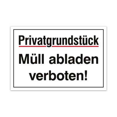 Aluverbund 3mm Hinweis Schild 30x20cm Wetterfest - Müll abladen verboten