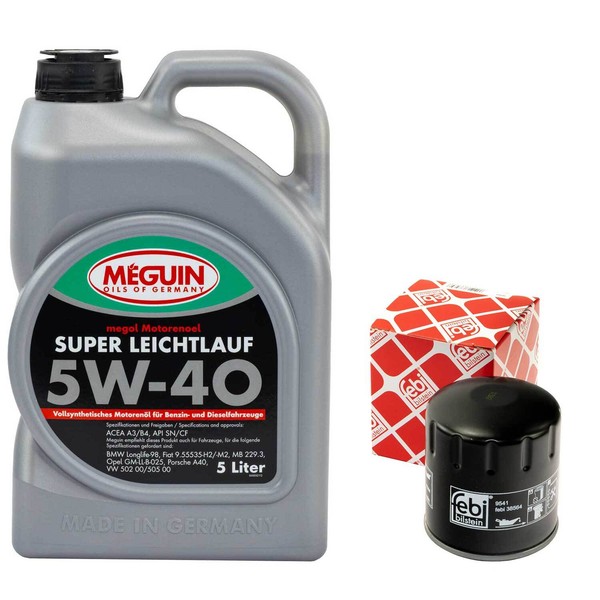 MotoröL Set 5W-40 Meguin 5 Liter + ÖLfilter 38564 FüR VW Lupo 1.0 6E1 6X1 50 PS-image