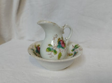 Ancien Broc et Sa Cuvette de Toilette de Poupée en Porcelaine de Paris - Vintage