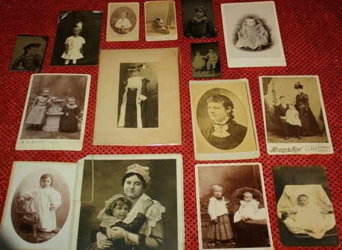 Vintage Ende des 19. Jahrhunderts Fotos & Postkarten Lot von 15 Schwarzweiß #1