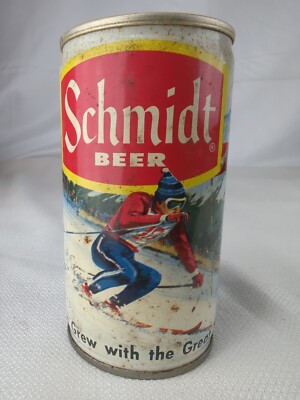 Schmidt Beer Ski Skiing Scene LaCrosse WI Pull Tab Beer Can EMPTY (RH) (2N)