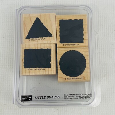 Stampin' Up! Little Shapes 4 Stamp Set 2000 Wood Mounted w/Case