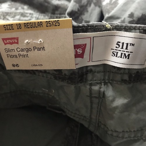 Levis Pants Kids 10 Regular 25X25 Green Flora 511 Slim Cargo Tapered Leg NWT - Picture 4 of 9
