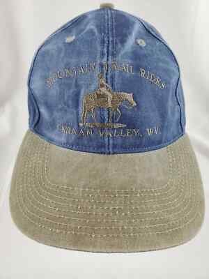 Mountain Trail Rides Canaan Valley WV Trucker Cap Hat Adj Distressed Blue