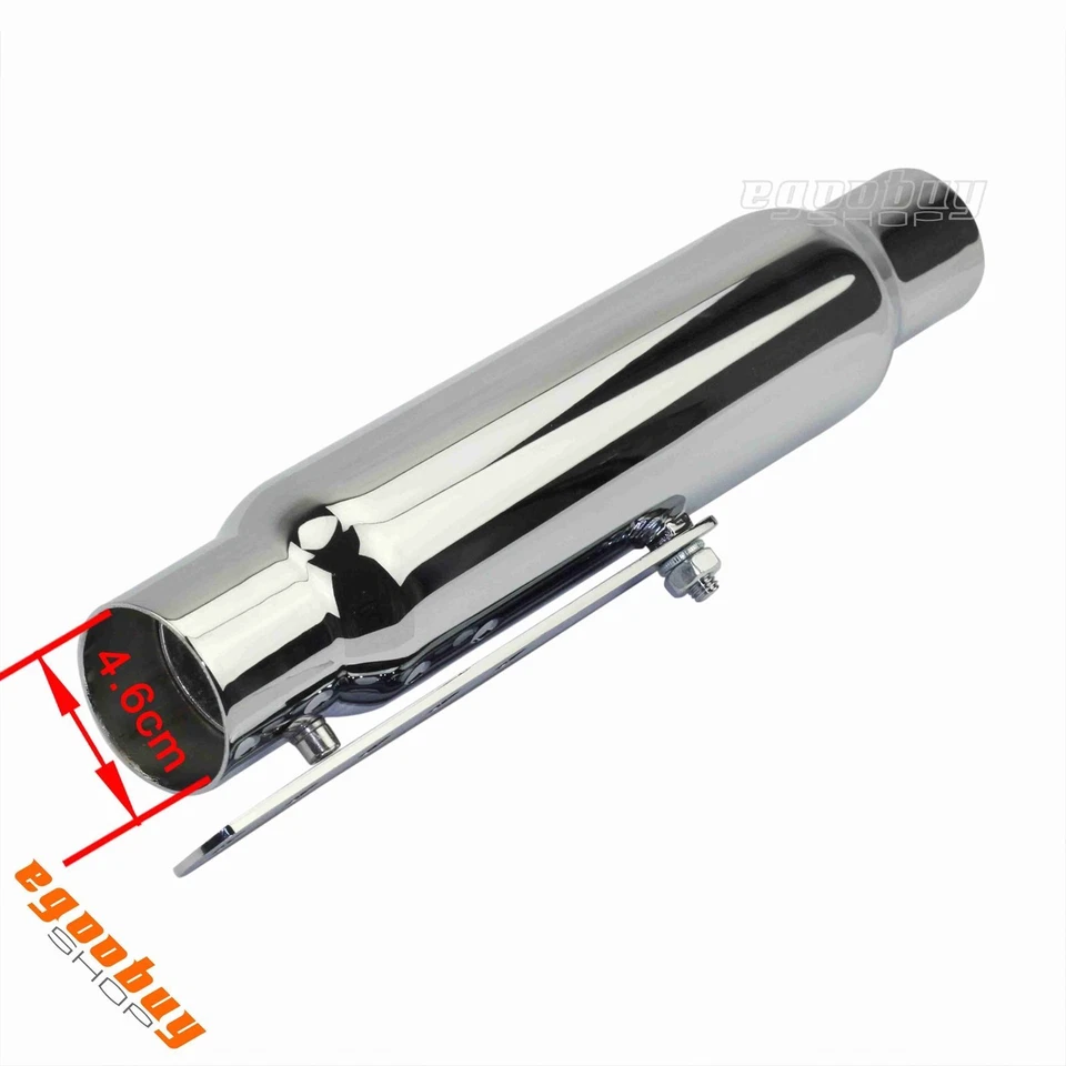 12" Motorcycle Shorty Muffler Exhaust Pipe Chrome For Harley Cafe Racer Bobber - Imagem 3 de 4