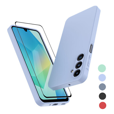 For Samsung Galaxy A16 5G Shockproof Silicone Case Phone Cover + Tempered Glass