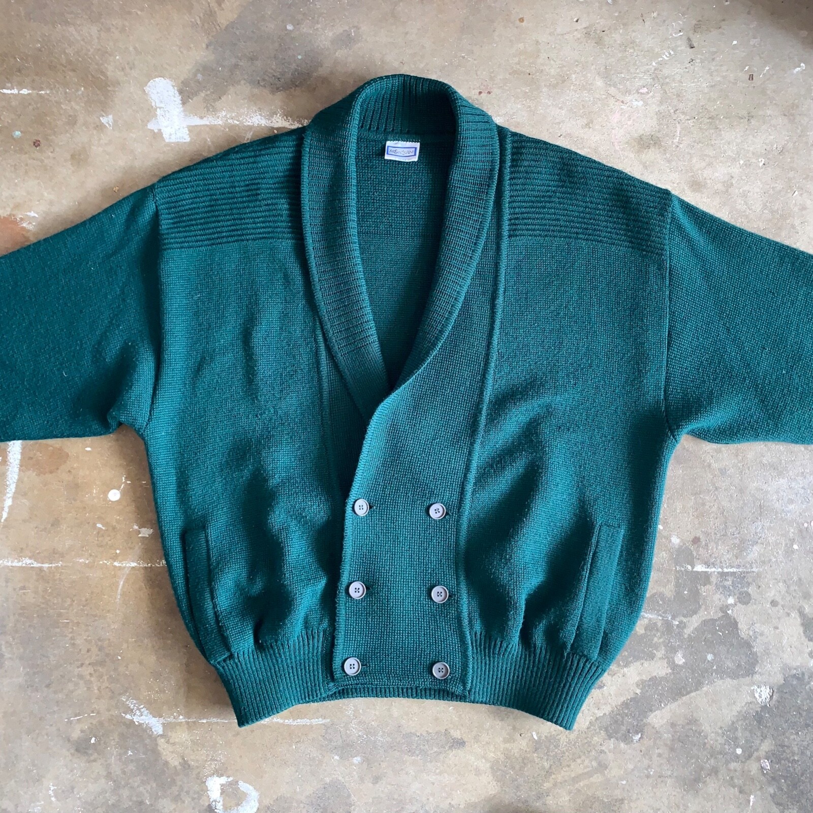 MAGLIONE DOPPIO PETTO DA UOMO VINTAGE YVES SAINT LAURENT YSL TAGLIA L VERDE CACCIATORE