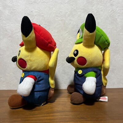 Mario Luigi Pikachu plush Stuffed Toy Set of 2 Nintendo 2016