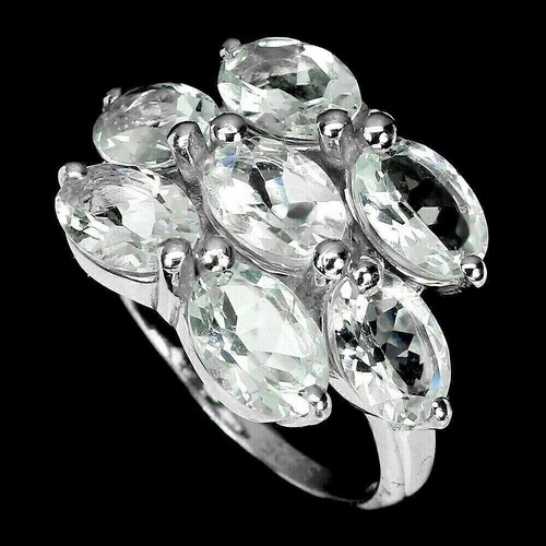 Anillo de Plata Aguamarina Genuino Sólido Esterlina Natural Gemas Extraídas Talla M EE. UU. 6,25 - Imagen 7 de 24
