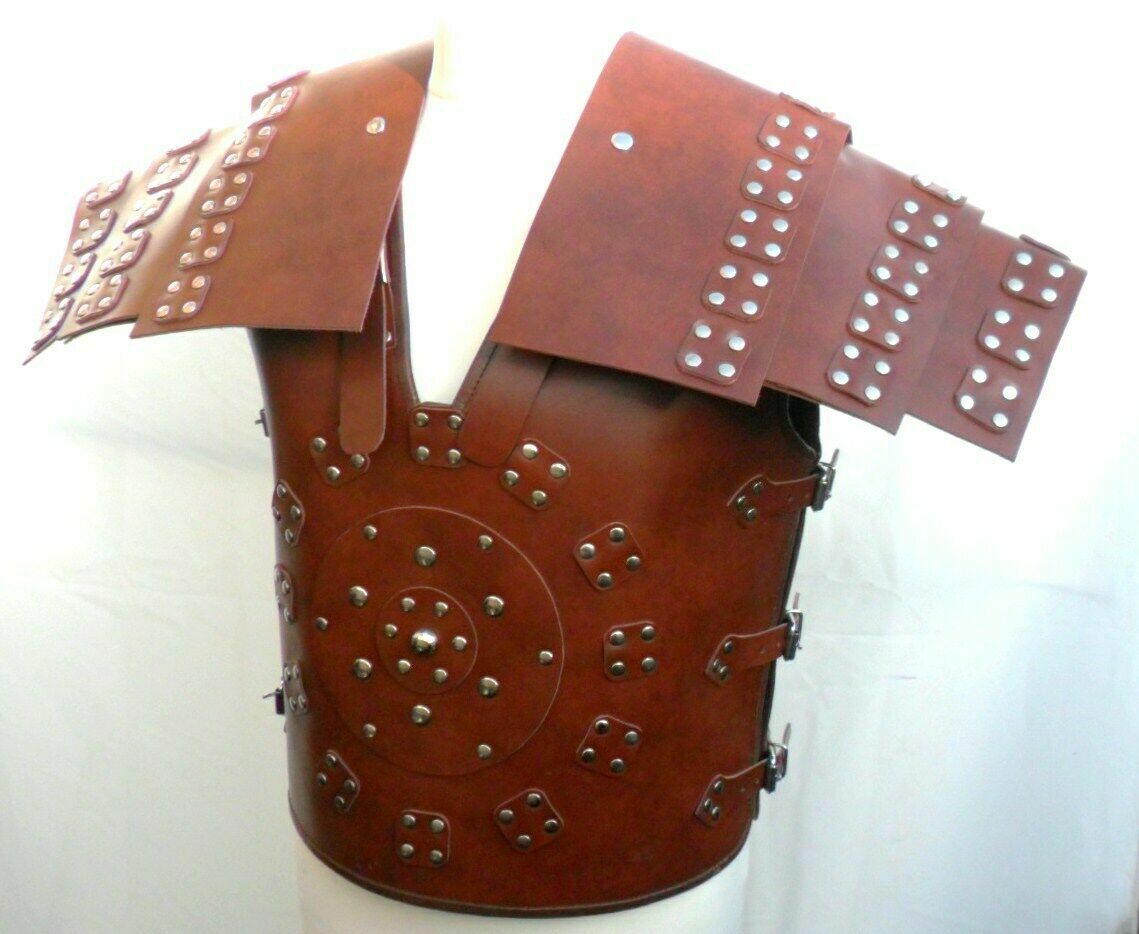 Mens Brown Genuine Leather Samurai Roman Gladiator Armour