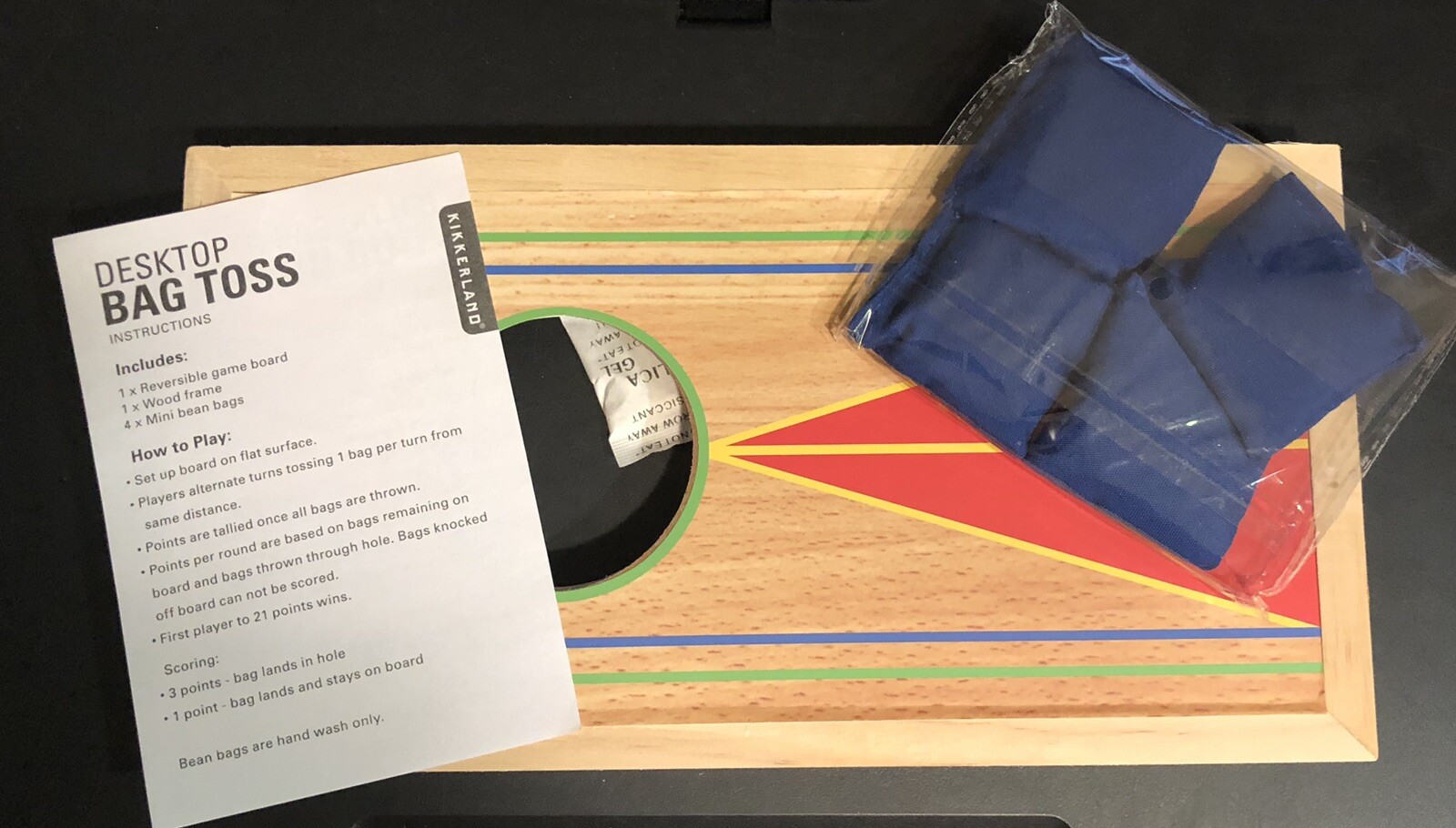 Kikkerland Office Desktop Small Cornhole Bean Bag Toss Game Team