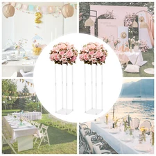 80cm Wedding Flower Stand Acrylic Geometric Vase Column Stand Party Decoration