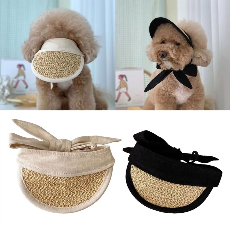 Pet Dog Sun Visors Straw Hat Outdoor Sun Hat UV Protections Sun Costume